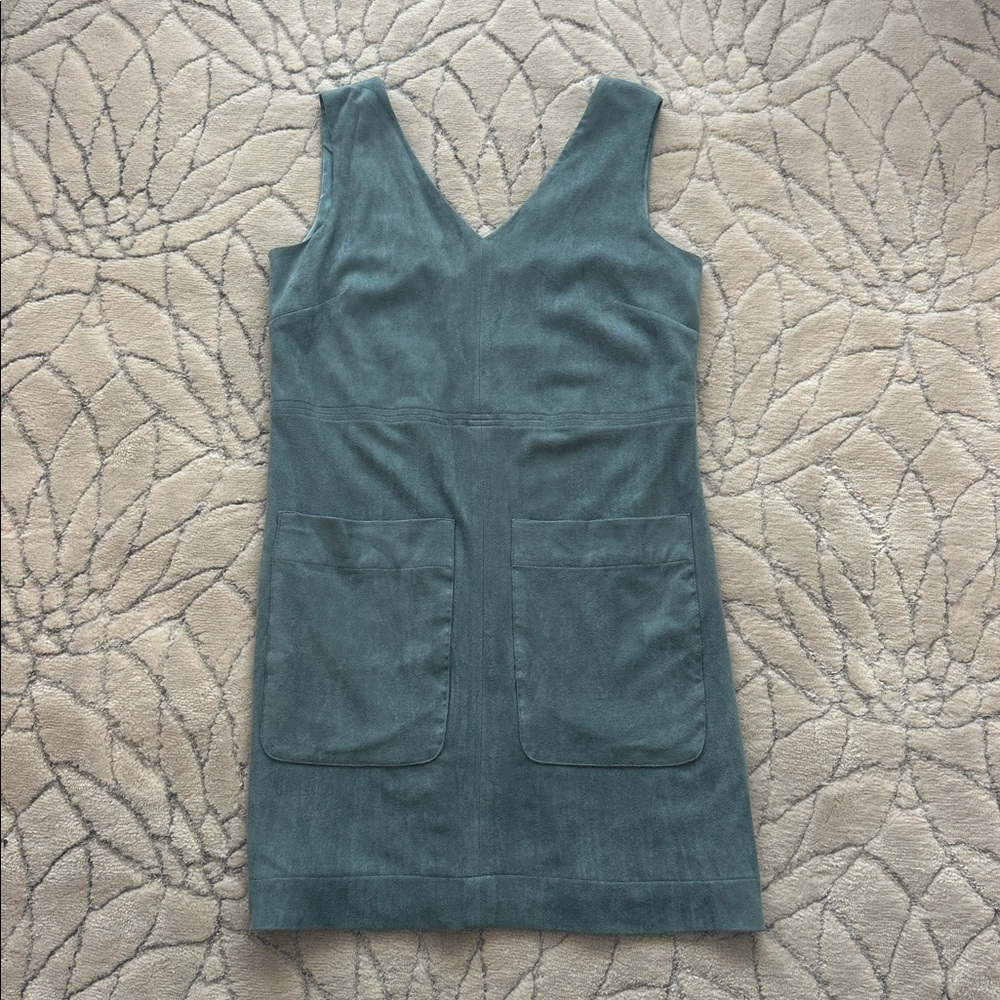 Tahari Blue V-Neck Light Blue Suede Mini Dress